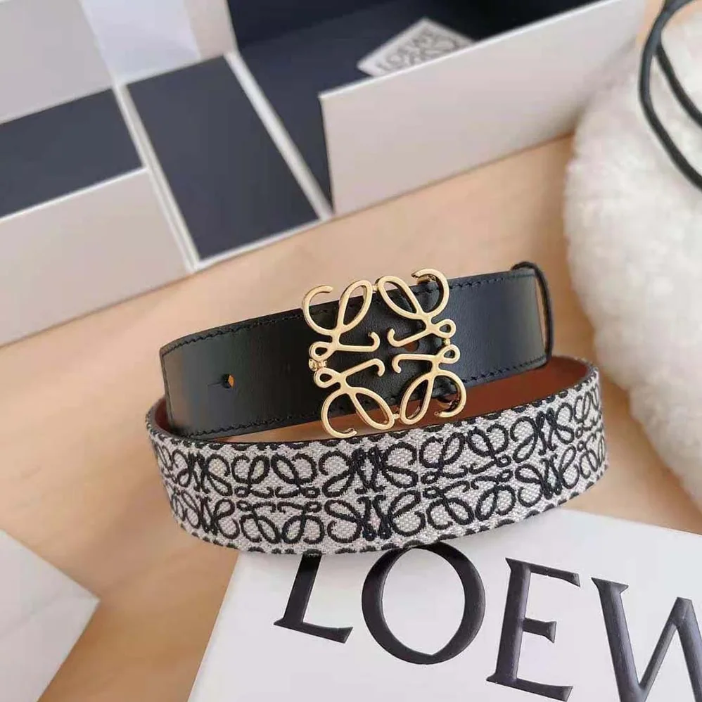 Loewe Anagram Belt in Jacquard and Calfskin Black for Women