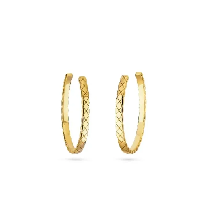 Chanel Coco Crush Hoop Earrings Yellow Gold