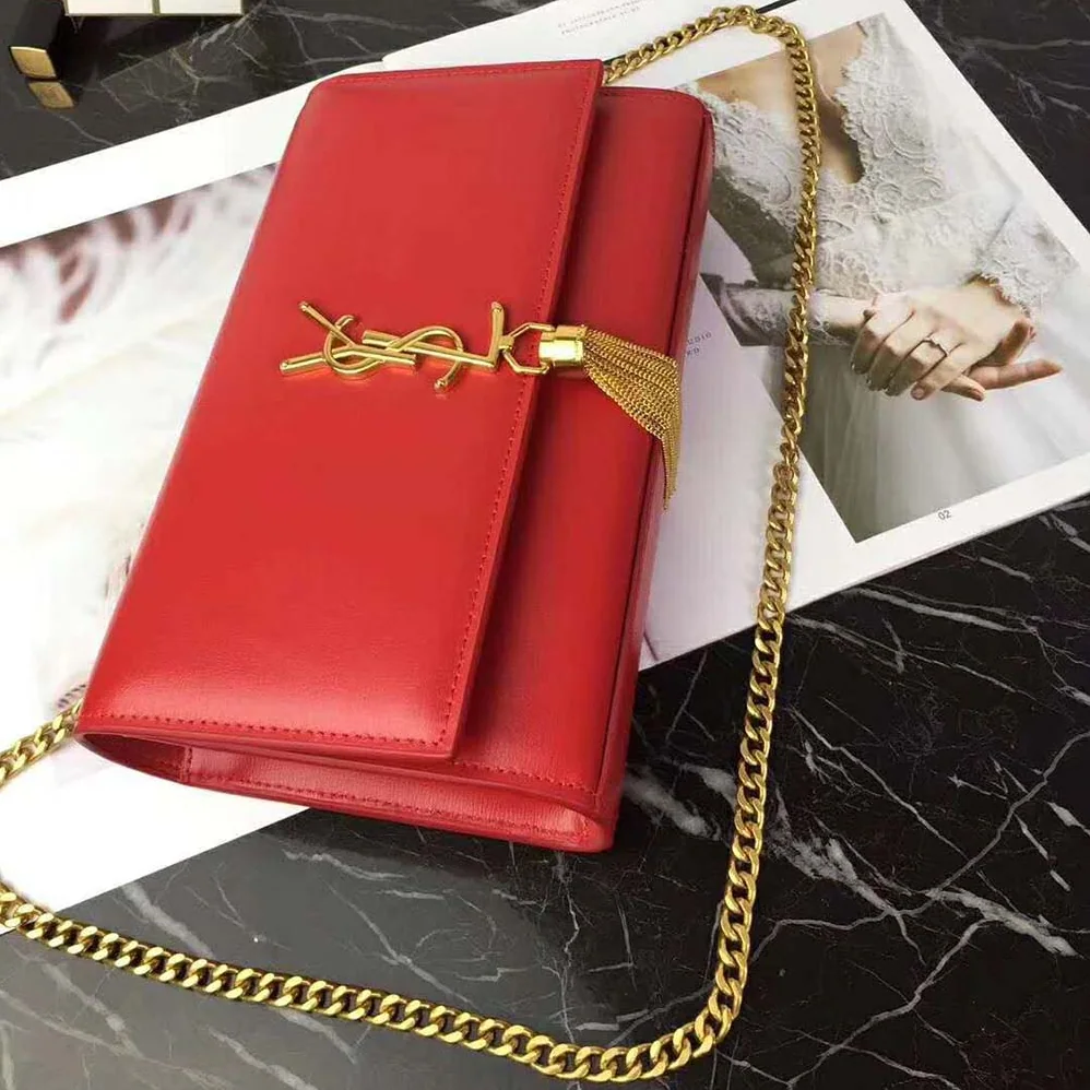 Saint Laurent YSL Kate Medium Tassel Smooth Red Leather for Women