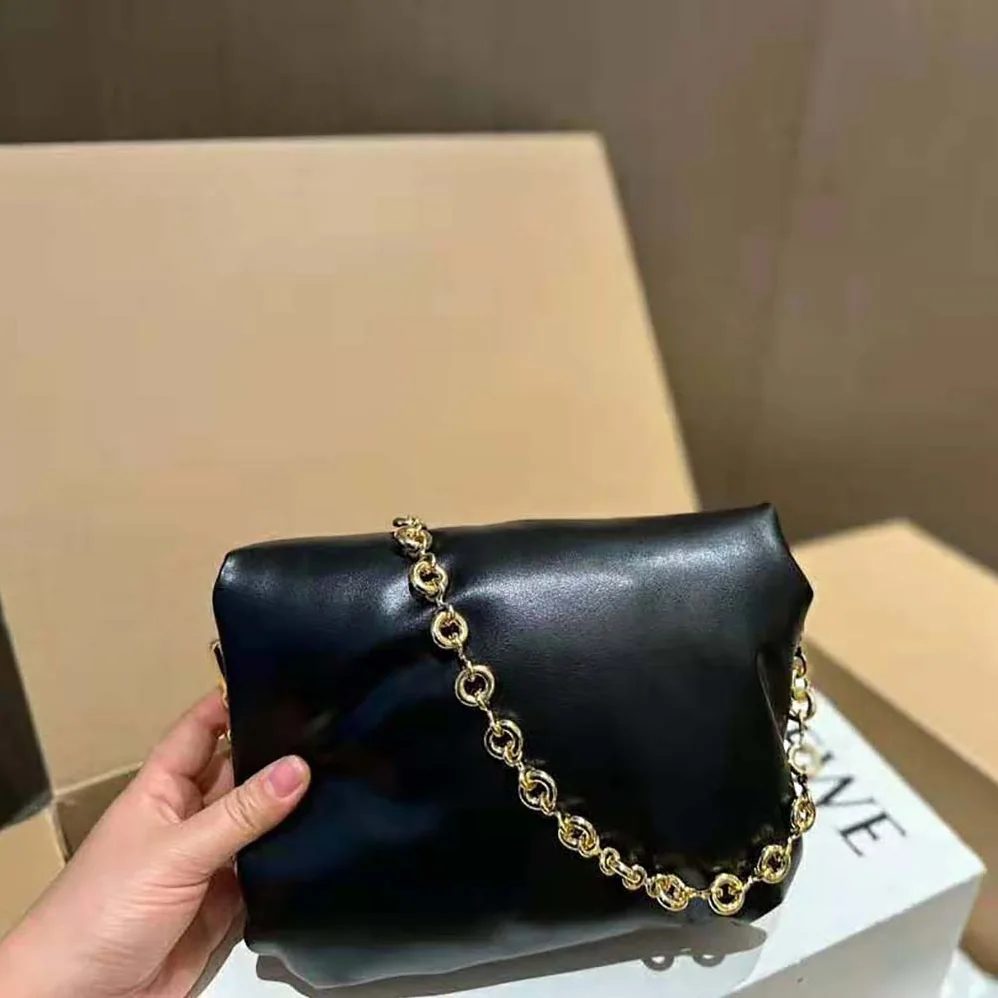Loewe Puffer Goya Bag in Shiny Nappa Lambskin for Women in Black