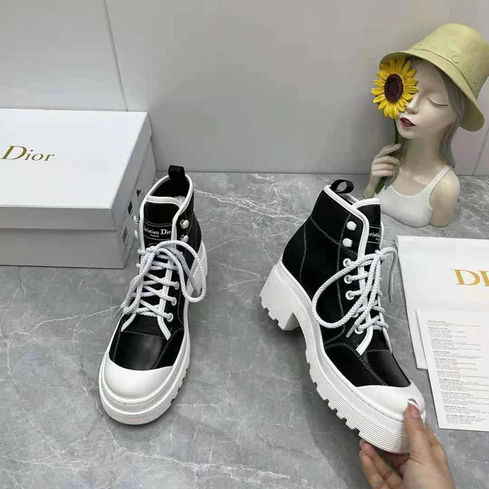 Dior D-Rise Ankle Boot Black Technical Fabric and Calfskin for Women Dior D-Rise Ankle Boot Black Technical Fabric and Calfskin for Women
