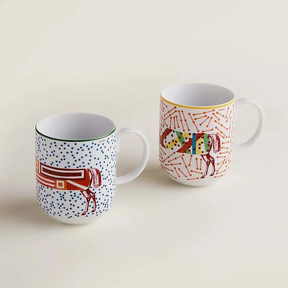 Hermes Hermes Hippomobile Set of 2 Mugs for Unisex Hermes Hermes Hippomobile Set of 2 Mugs for Unisex