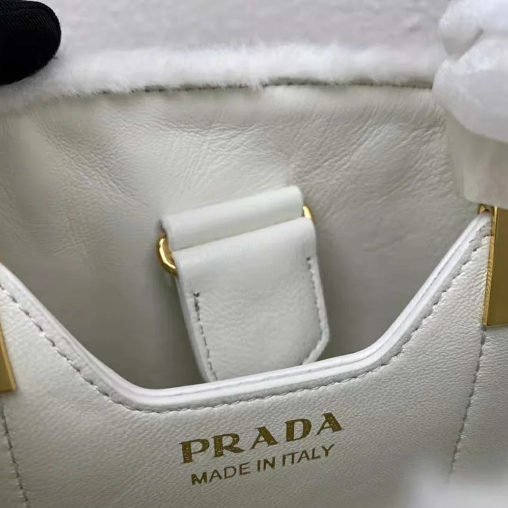 Prada Panier Shearling Mini-Bag for Women in White Prada Panier Shearling Mini-Bag for Women in White