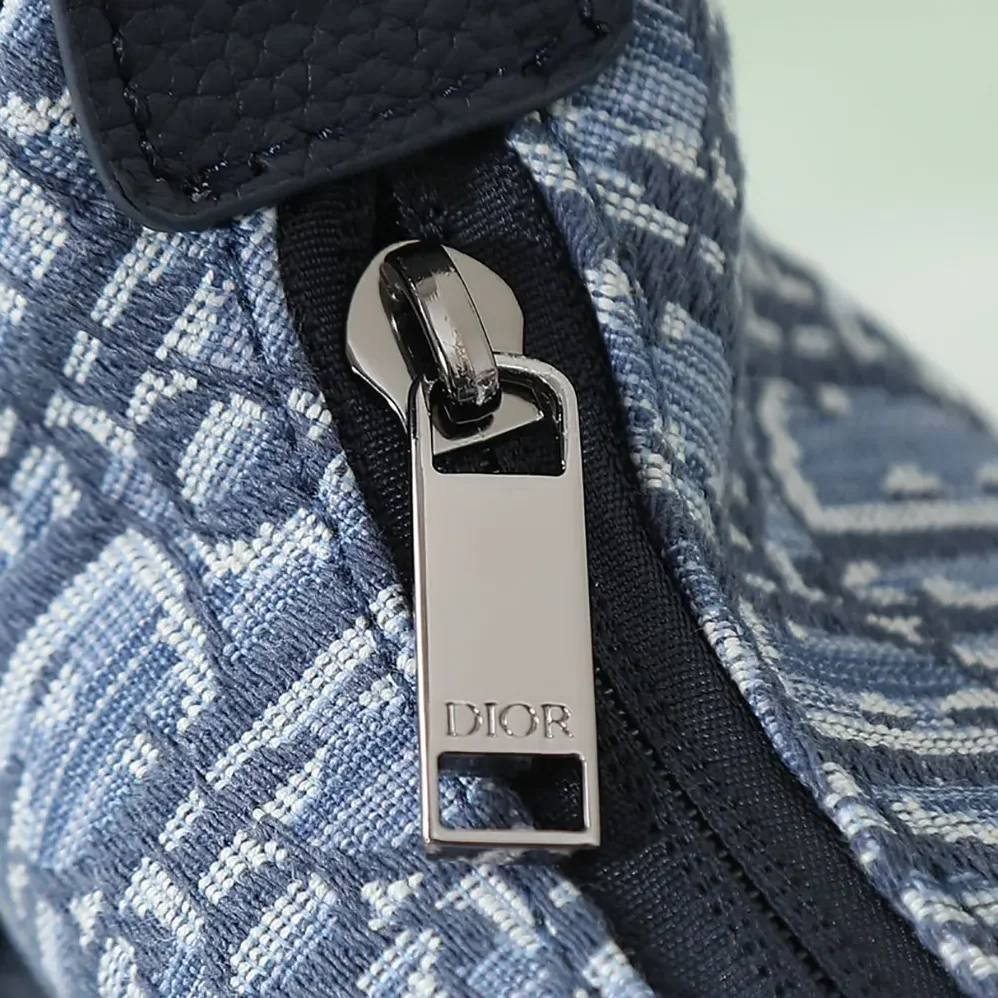 Dior Small Rider Soft Hobo Bag Blue Dior Oblique Jacquard and Blue Grained Calfskin for Men