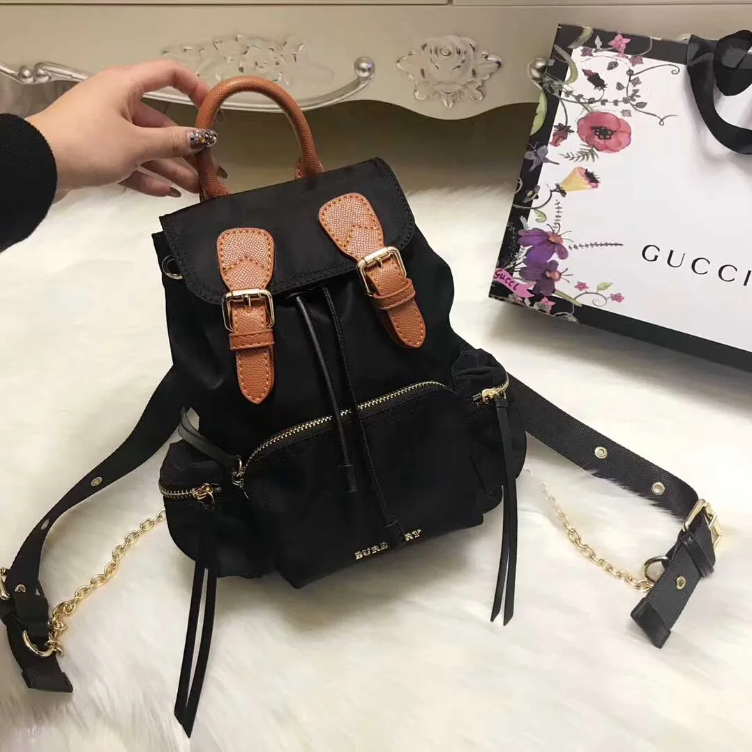 Burberry Medium Rucksack in Technical Nylon and Leather in Black Burberry Medium Rucksack in Technical Nylon and Leather in Black