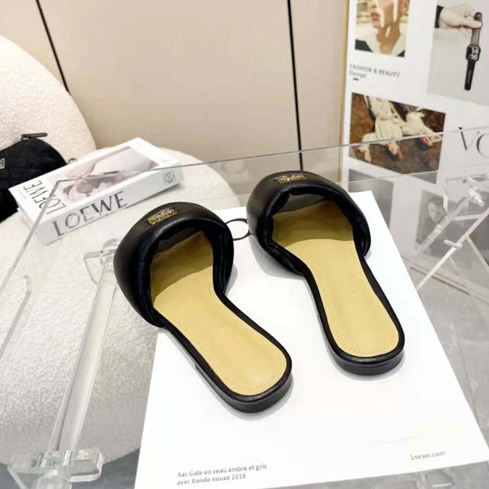 Loewe Anagram Padded Slide in Lambskin for Women in Black