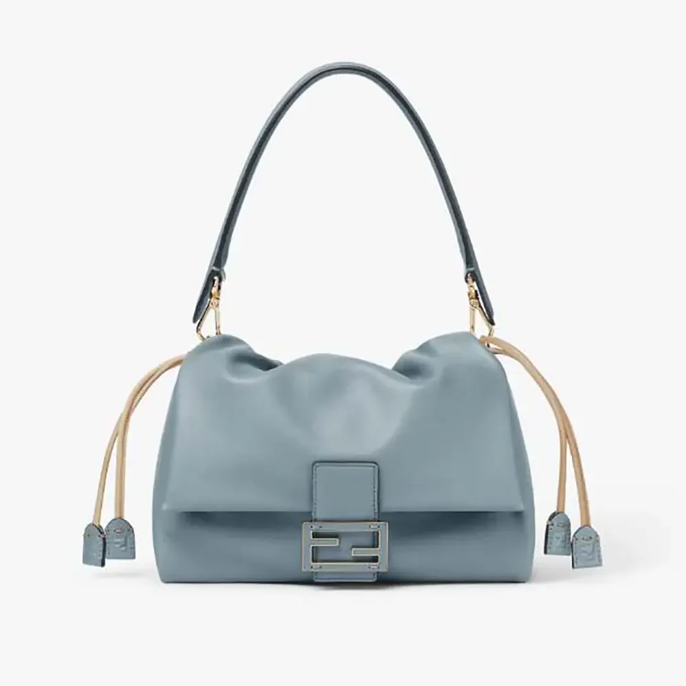 Fendi Mamma Baguette Medium Mercury Blue Nappa Leather Bag for Women Fendi Mamma Baguette Medium Mercury Blue Nappa Leather Bag for Women