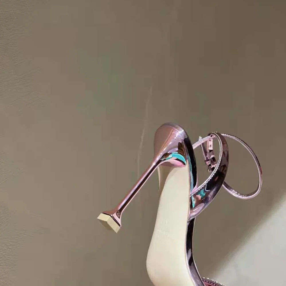 Miu Miu Metallic Leather Sandals for Women in Pink