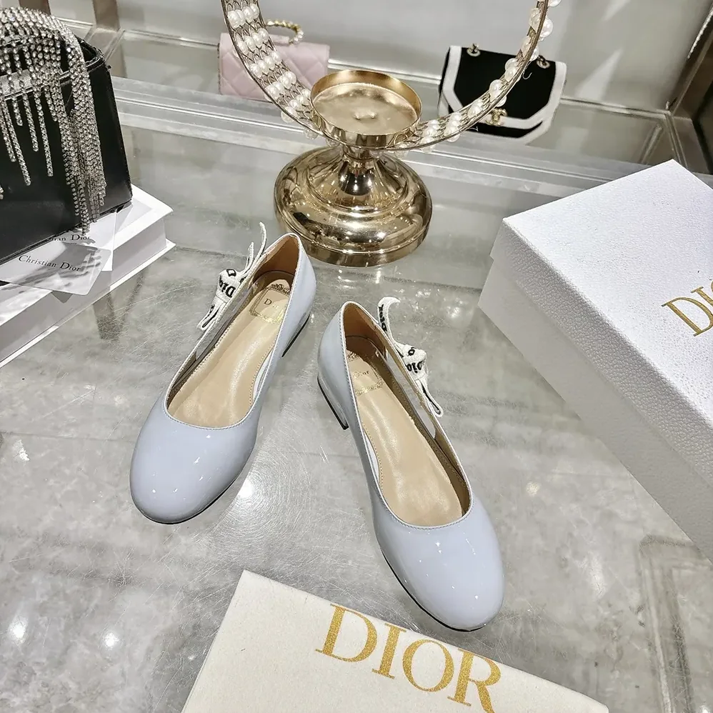 Dior J'Adior Ballet Flat Ice Lagoon Patent Calfskin for Women