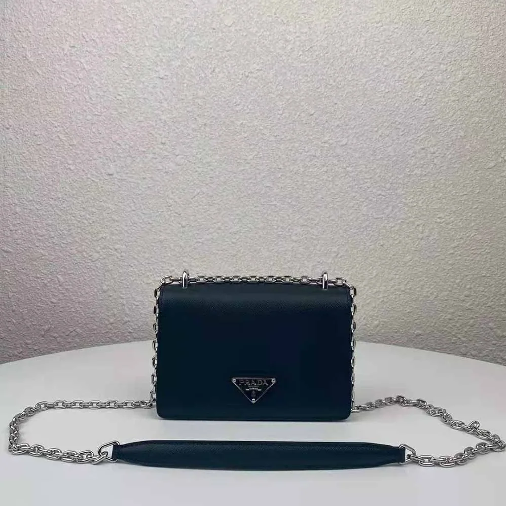 Prada Nylon and Saffiano Leather Shoulder Bag for Women in Black