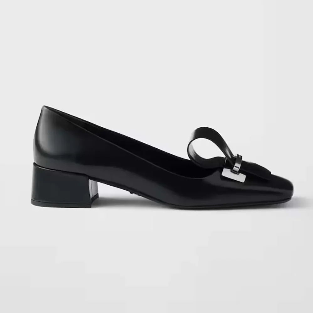 Prada Brushed Leather Pumps for Women in Black