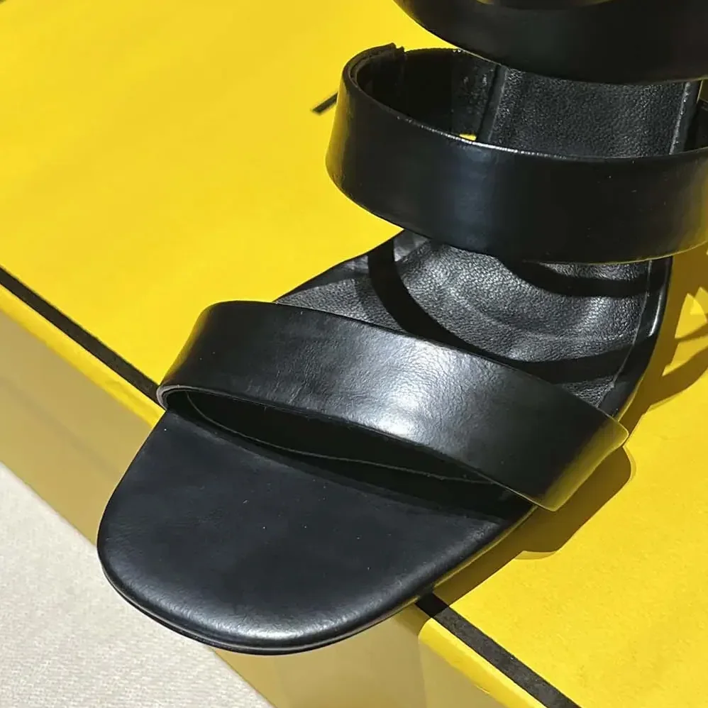 Fendi First Black Leather High for Women in heeled Sandals
