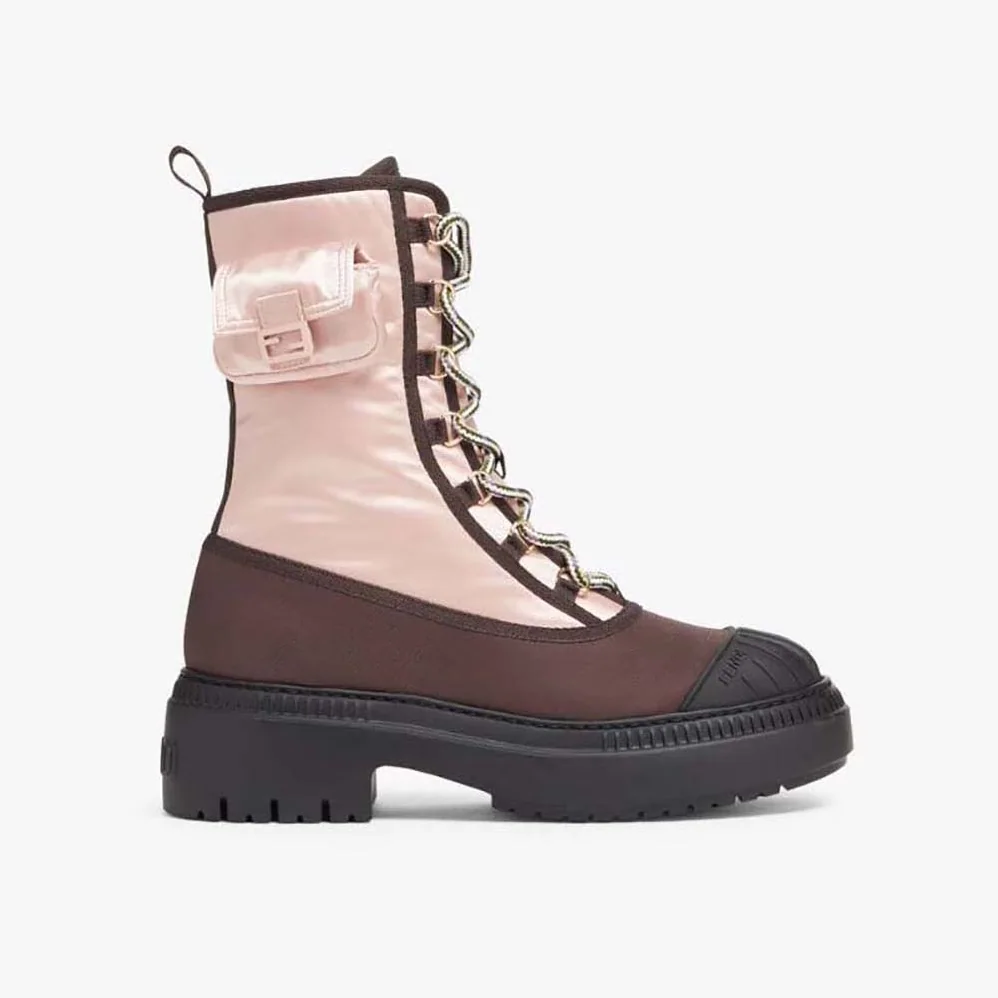 Fendi Domino Pink Nylon Biker Boots for Women Fendi Domino Pink Nylon Biker Boots for Women