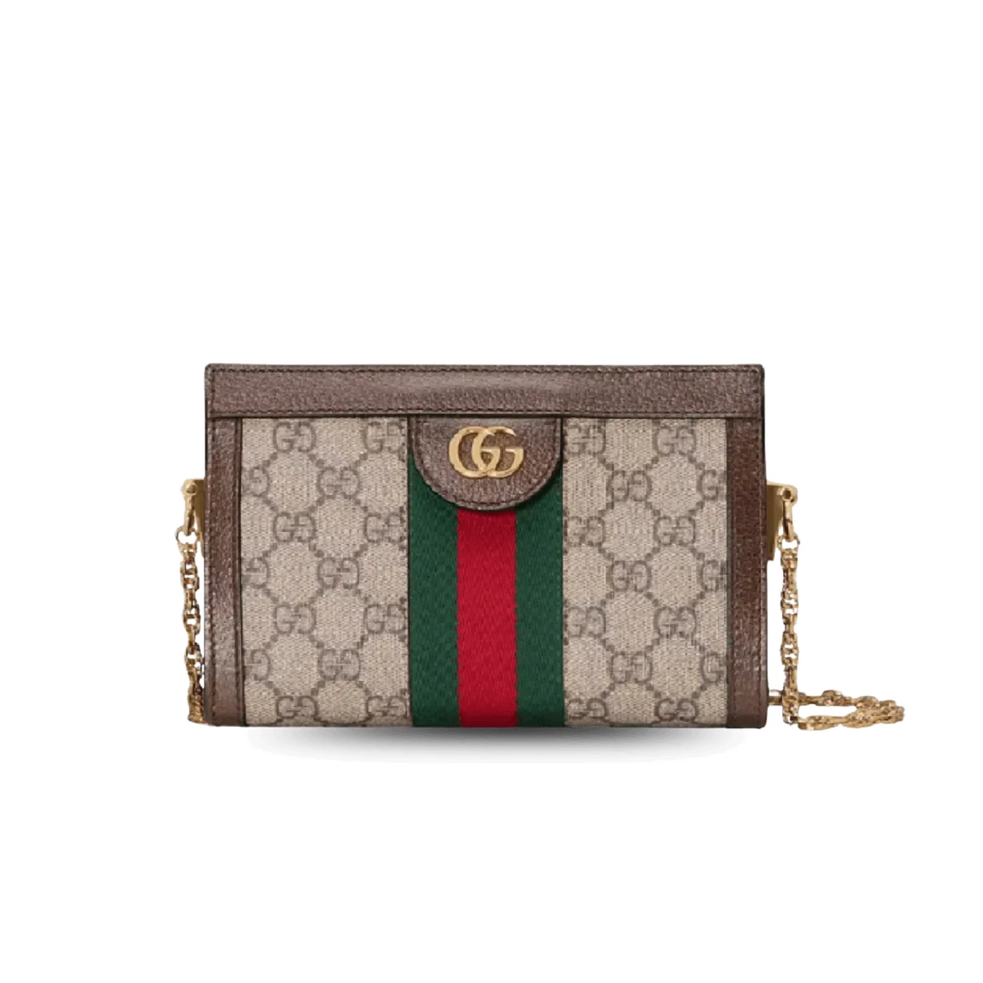 Gucci Ophidia Mini Shoulder Bag / Beige Ebony GG Supreme Canvas Gold Hardware