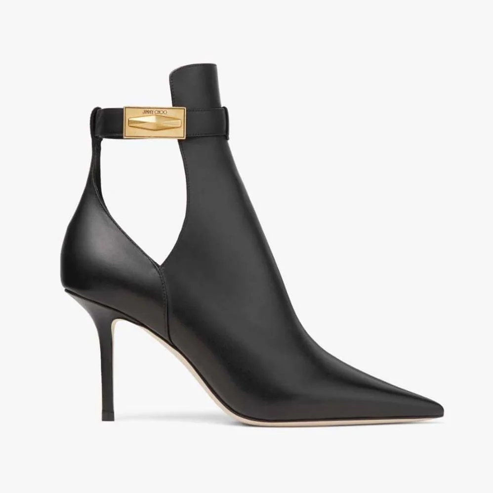 Jimmy Choo Nell Ankle Boot 85 Black Calf Leather Ankle Boots for Women