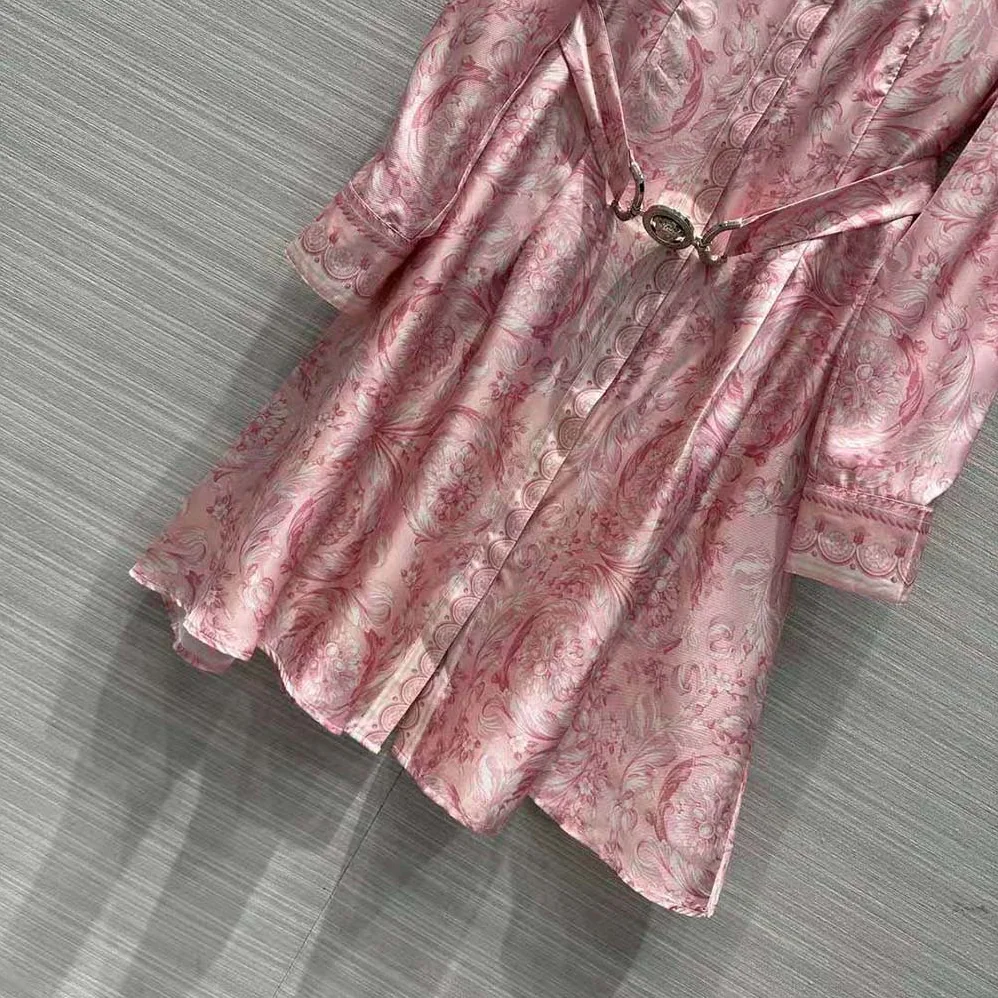 Versace Barocco Silk Midi Shirt Dress for Women in Pink Versace Barocco Silk Midi Shirt Dress for Women in Pink