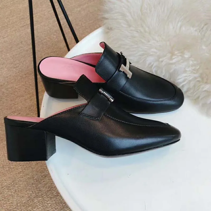 Hermes Shoes Paradis Mule 40mm Heel for Women in Black