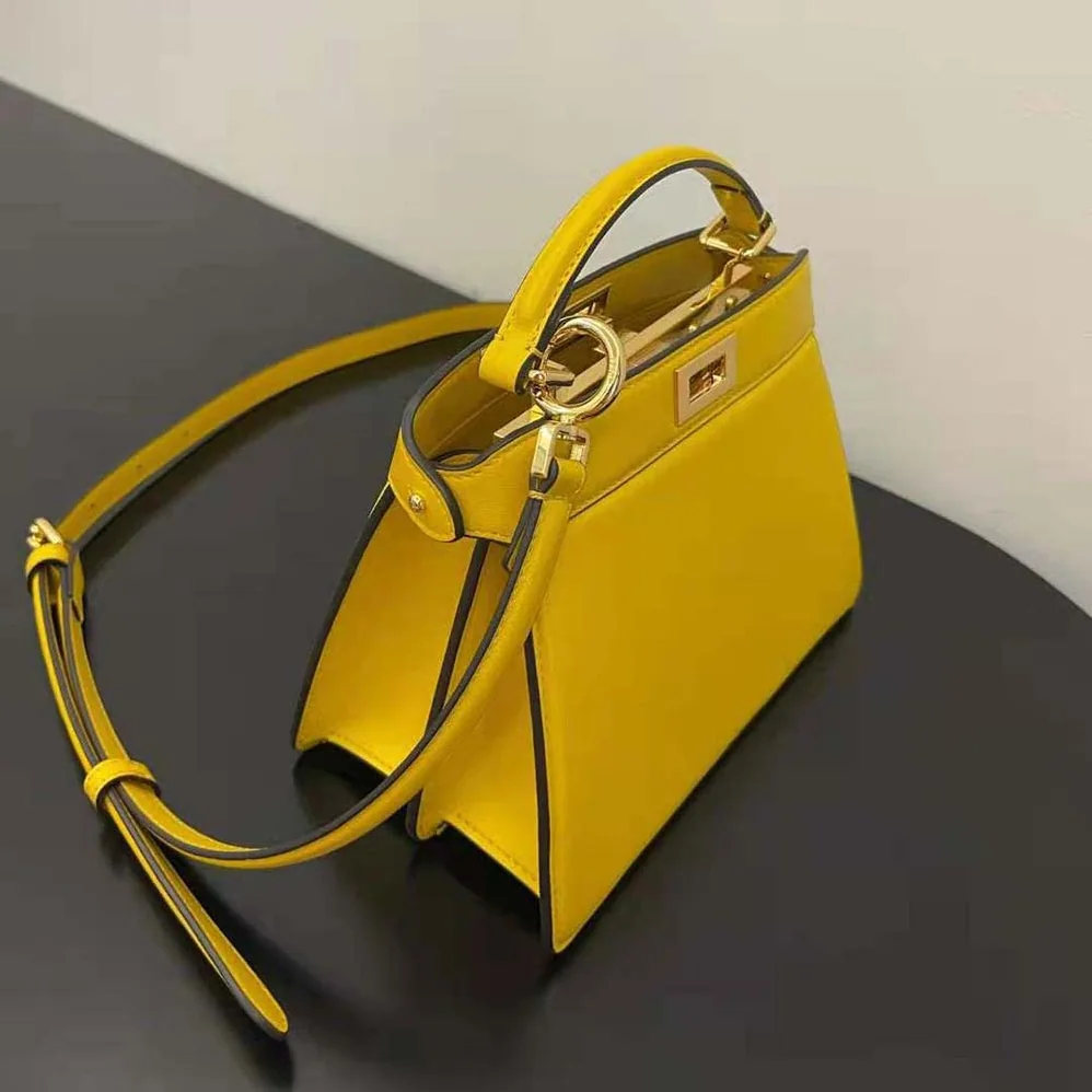 Fendi Peekaboo ISeeU Petite Yellow Padded Nappa Leather Bag for Women