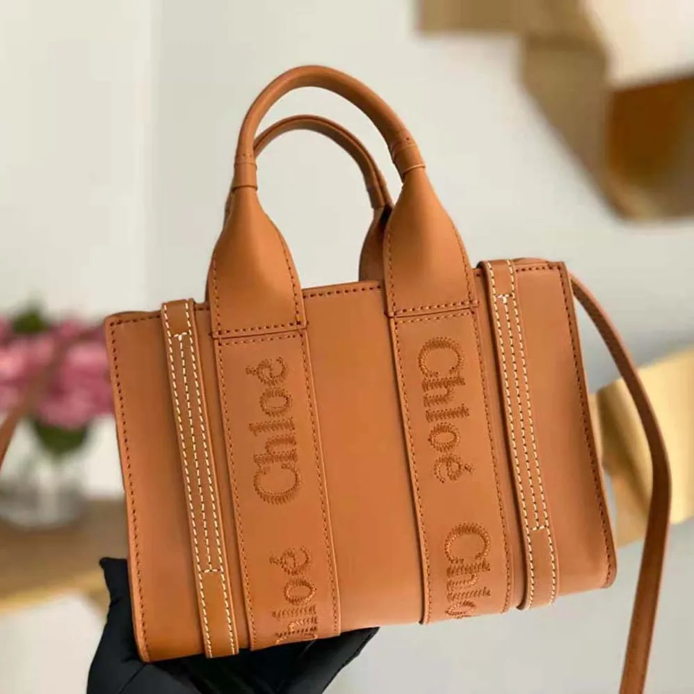 Chloe Mini Woody Tote Bag for Women in Brown