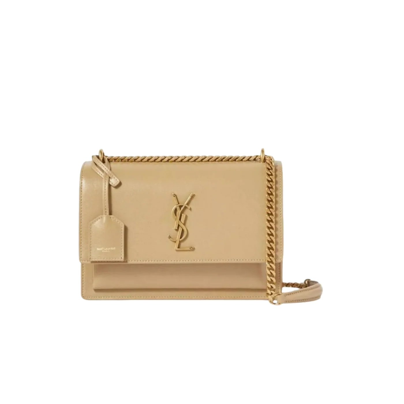 Saint Laurent Sunset Chain Medium Crossbody Bag in Dark Beige Gold Hardware