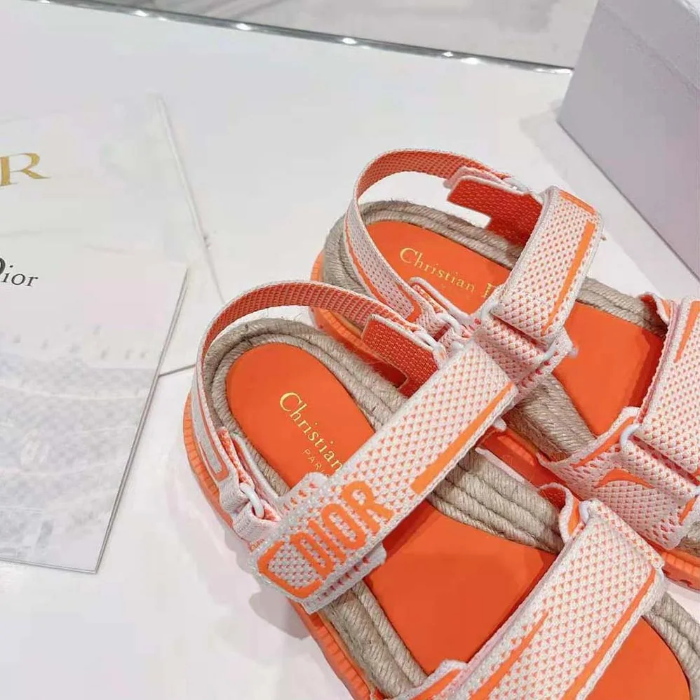 Dior Dioract Sandal White and Bright Orange Technical Mesh and Rubber for Women Dior Dioract Sandal White and Bright Orange Technical Mesh and Rubber for Women