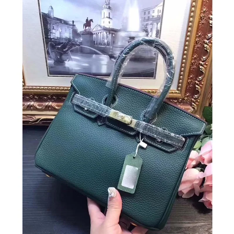 Hermes Birkin 25 Bag in Togo Leather with Silver Hardware in Green Hermes Birkin 25 Bag in Togo Leather with Silver Hardware in Green