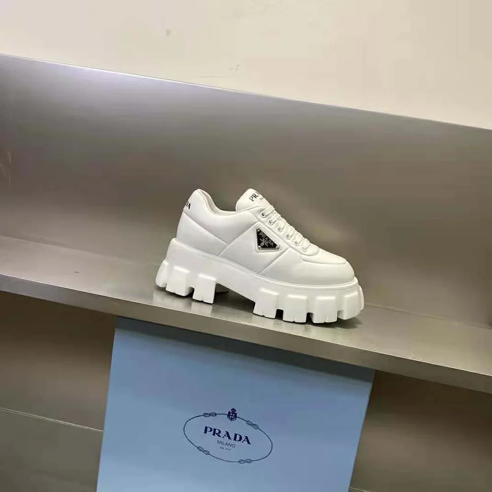 Prada Soft Padded Nappa Leather Lace-up Shoes for Women in White Prada Soft Padded Nappa Leather Lace-up Shoes for Women in White