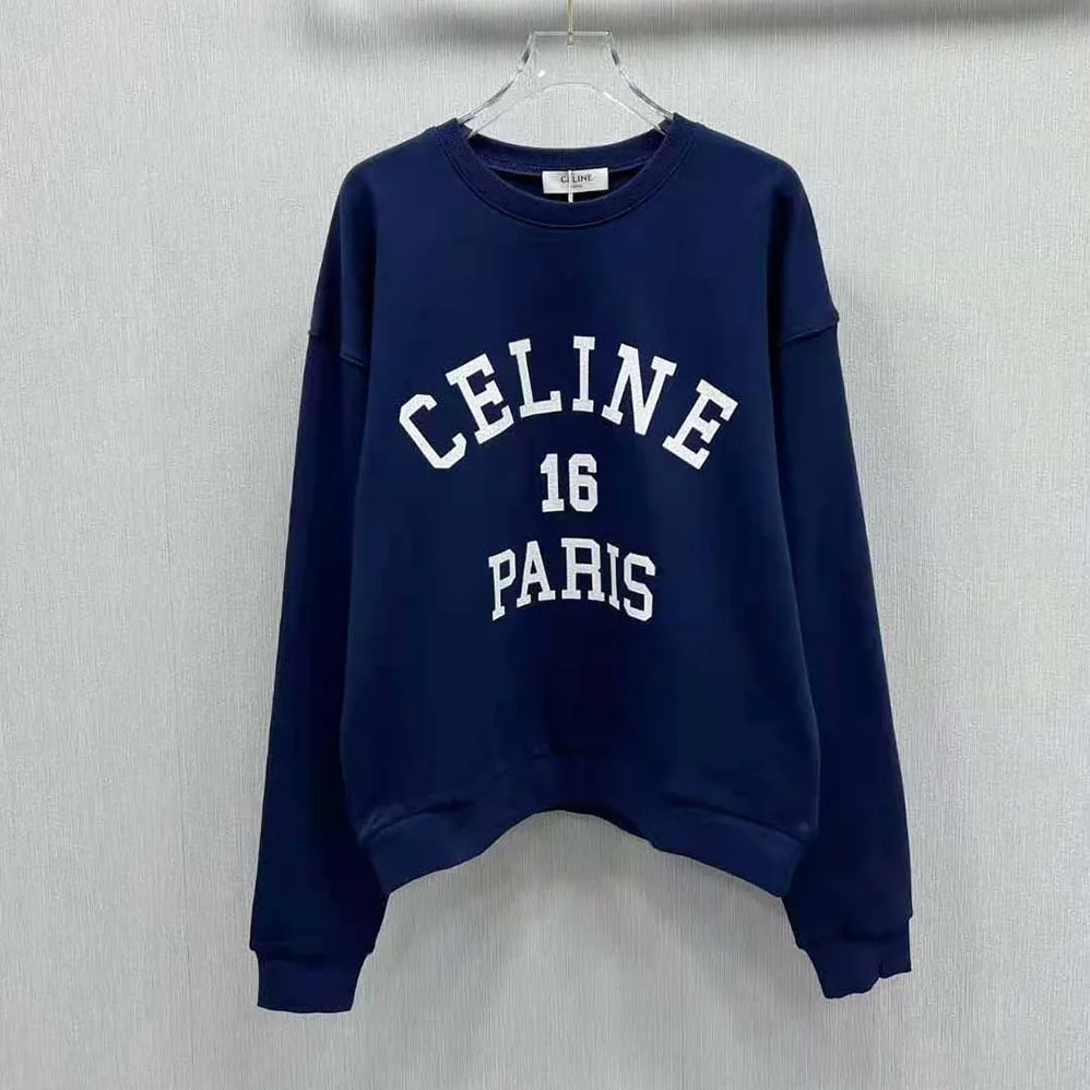 Celine Celine Paris 16 Sweatshirt in Cotton Fleece for Men in Navy