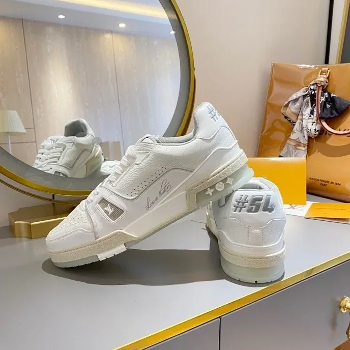 Louis Vuitton Trainer Sneaker Rubber Grain White Virgil Abloh LV 1A8WAX Louis Vuitton Trainer Sneaker Rubber Grain White Virgil Abloh LV 1A8WAX