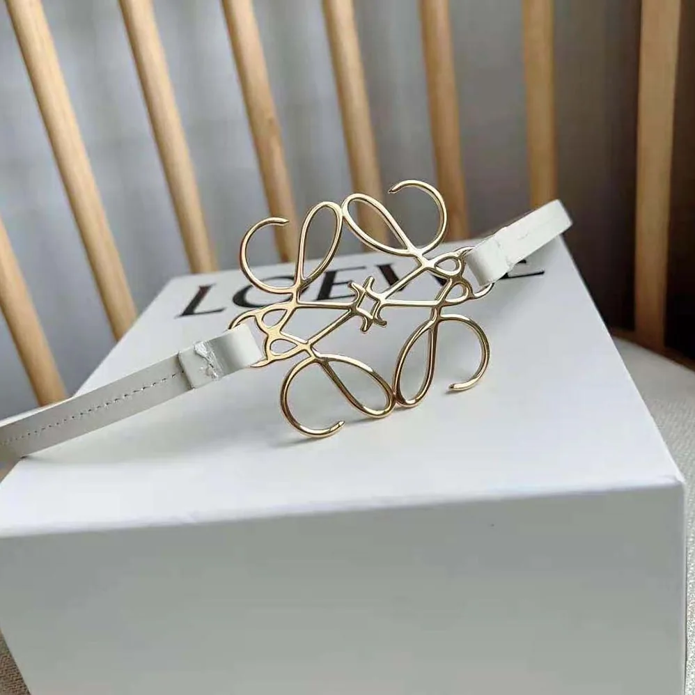 Loewe Anagram Belt in Classic Calfskin for Women in White Loewe Anagram Belt in Classic Calfskin for Women in White