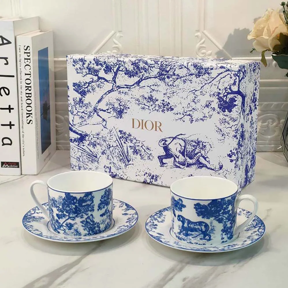 Dior Teacup Saucer Blue Toile De Jouy for Unisex Dior Teacup Saucer Blue Toile De Jouy for Unisex