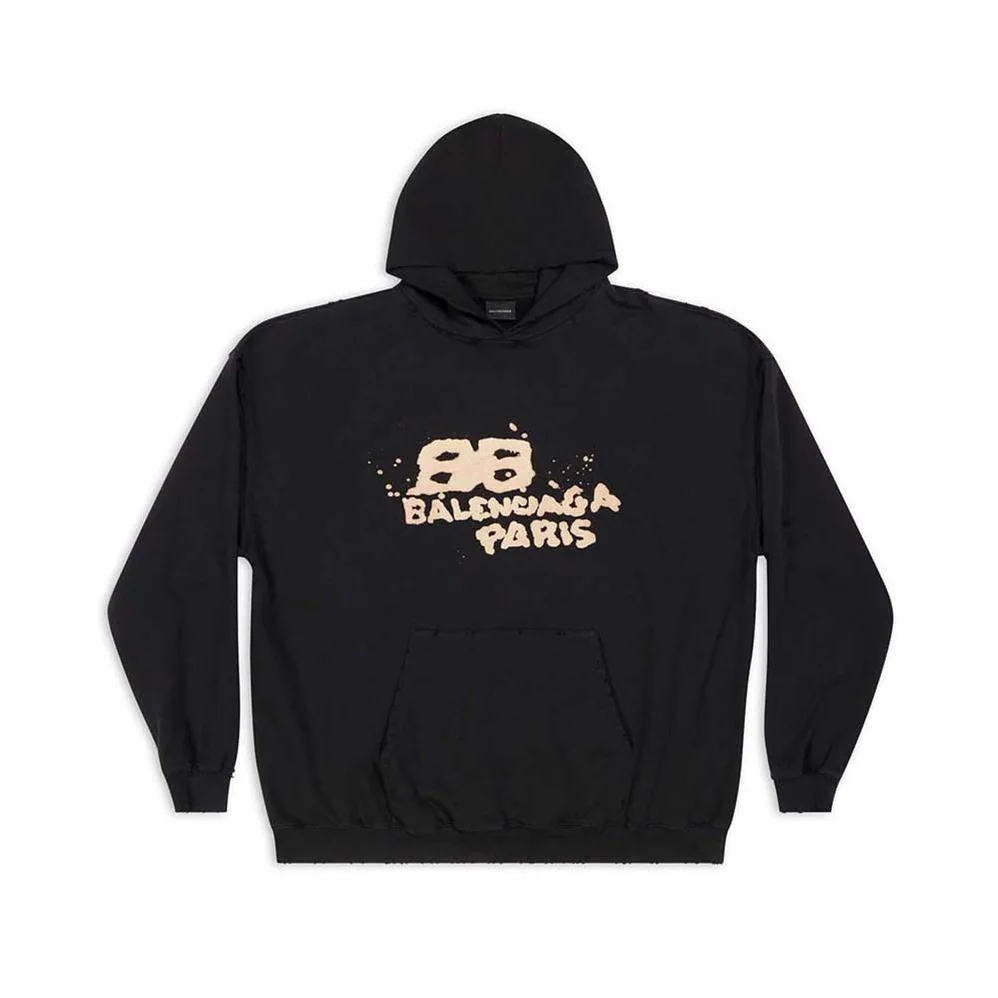 Balenciaga Hand Drawn BB Icon Hoodie Large Fit in Black for Women