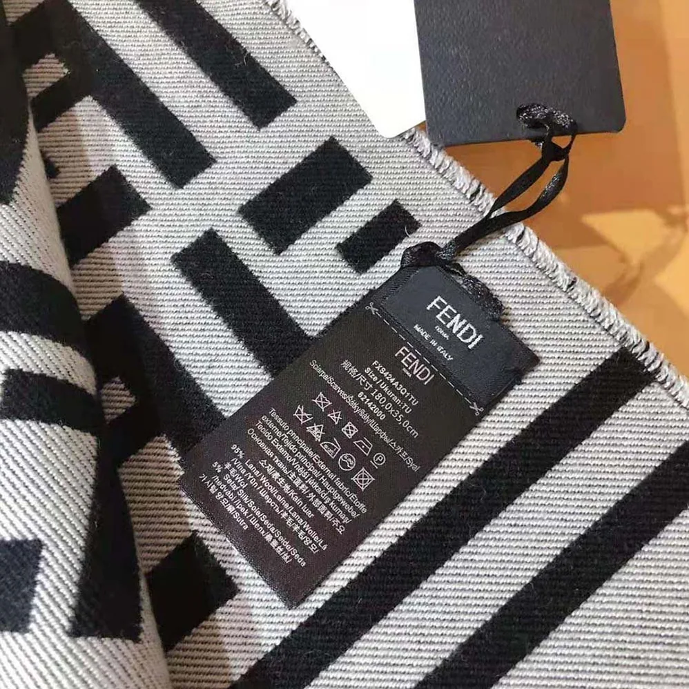 Fendi Beige Wool and Silk Scarf for Women Fendi Beige Wool and Silk Scarf for Women
