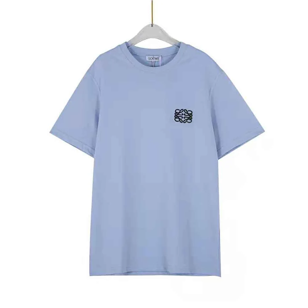 Loewe Anagram Embroidered T-shirt in Cotton for Men in Blue Loewe Anagram Embroidered T-shirt in Cotton for Men in Blue