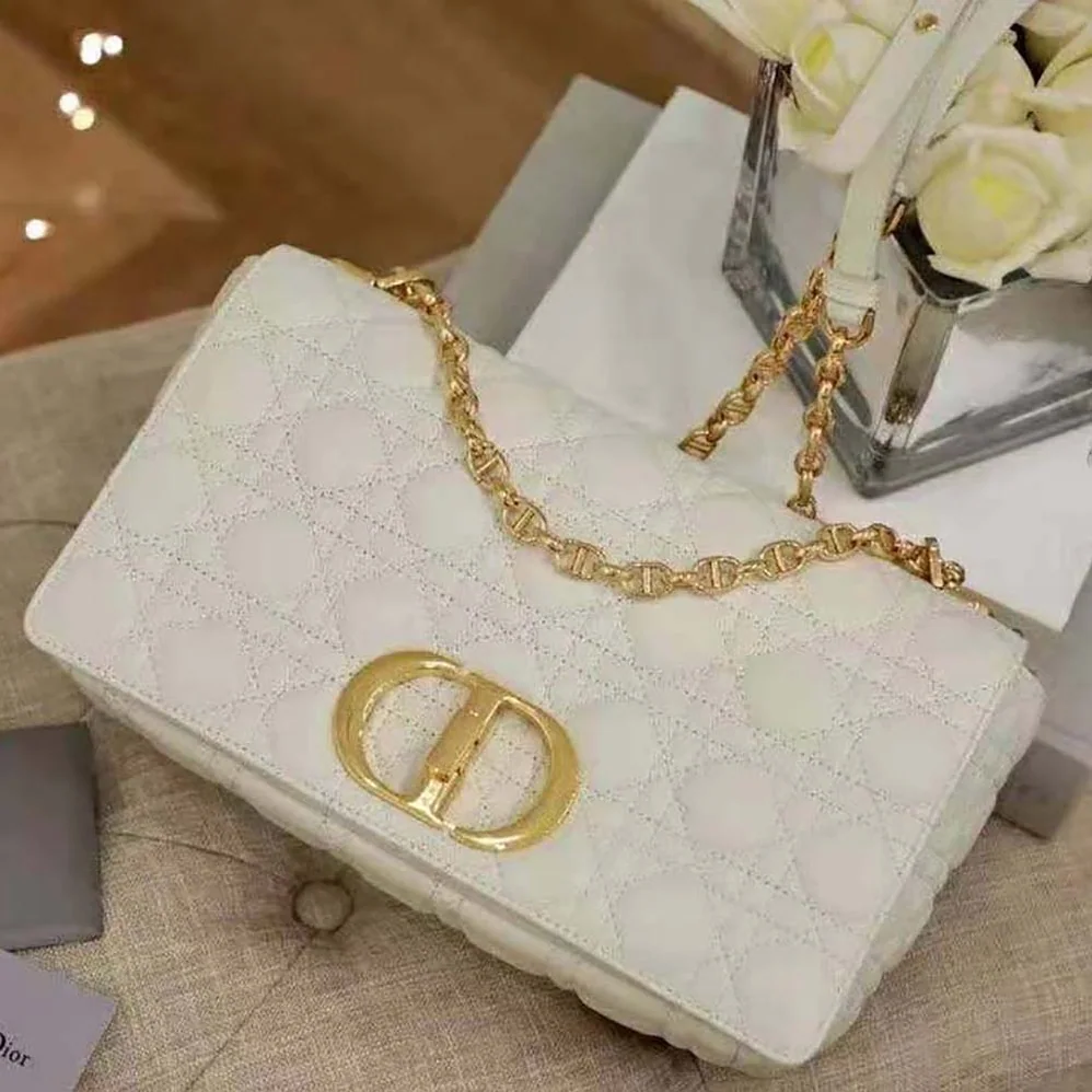 Dior Large Dior Caro Bag Supple Cannage Calfskin for Women in White