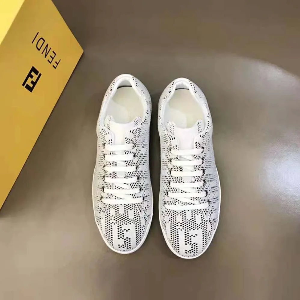 Fendi Lace-up Sneakers White Mesh Low for Men in Tops