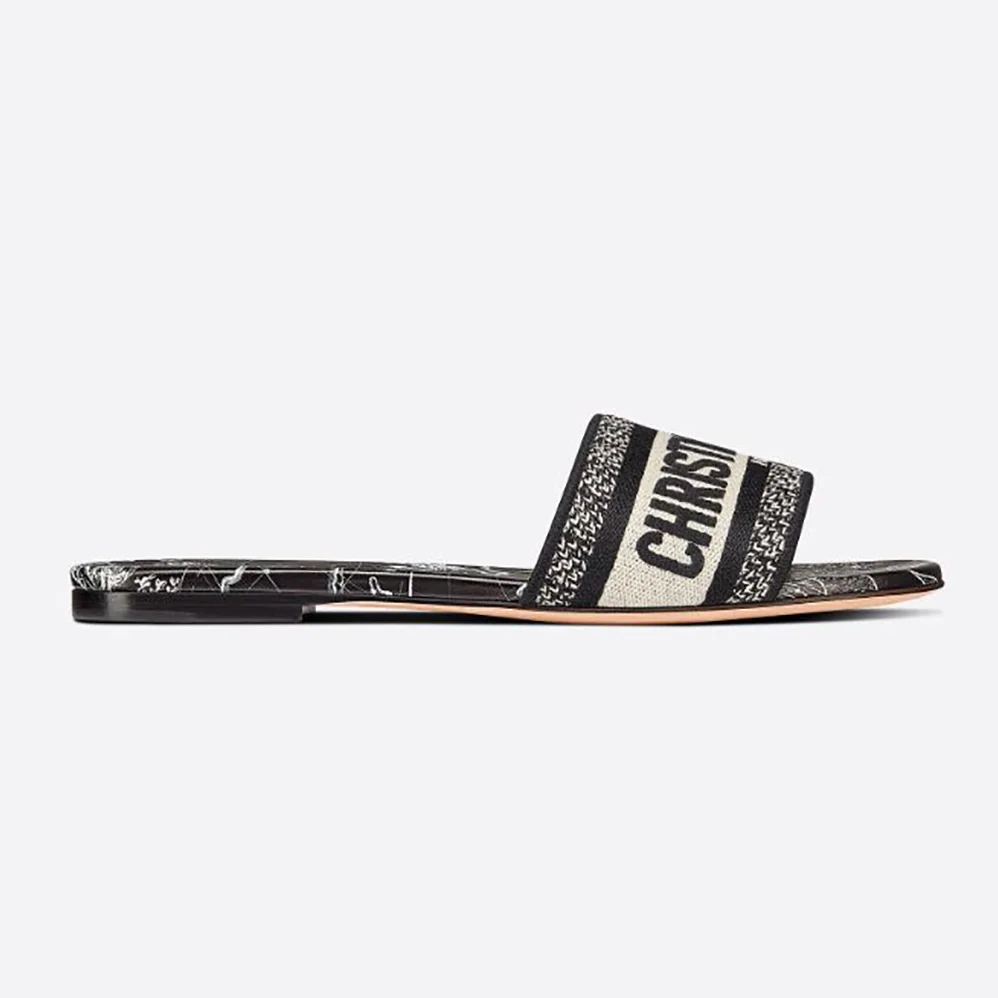 Dior Dway Slide Black Dior Around the World Embroidered Cotton for Women Dior Dway Slide Black Dior Around the World Embroidered Cotton for Women
