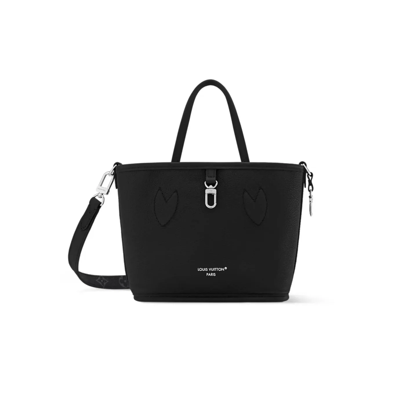 Louis Vuitton Neverfull Bandouliere Inside Out BB Tote Bag in Black Silver Hardware