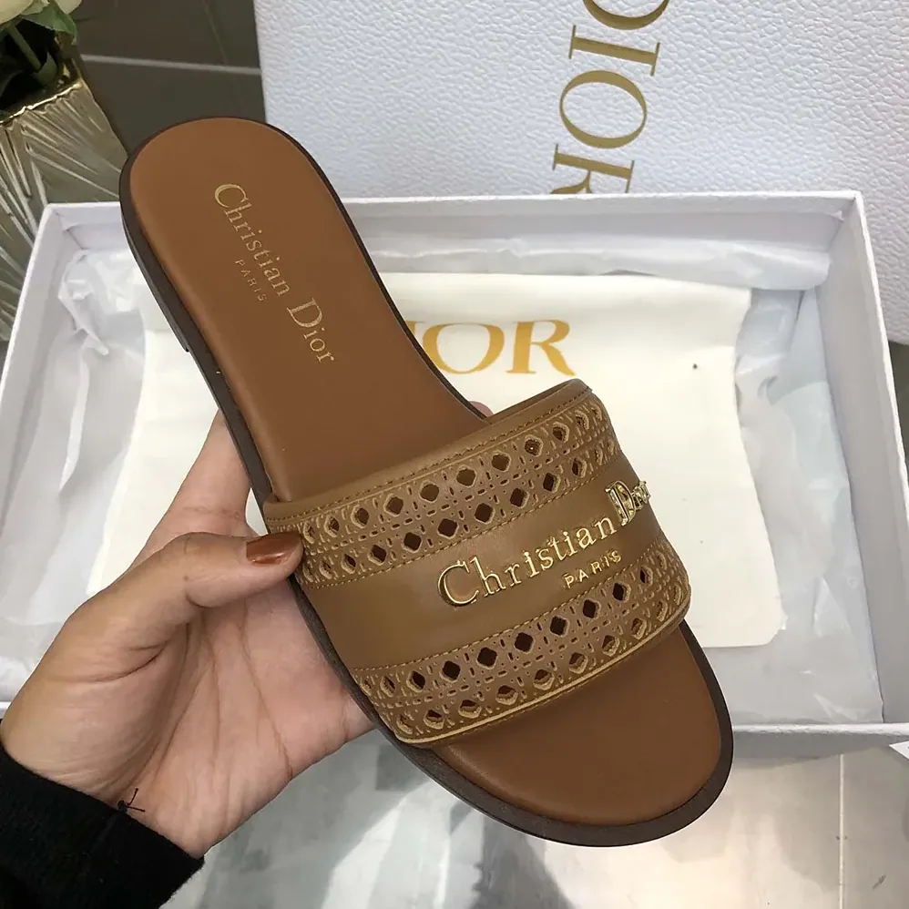 Dior Camel Calfskin with Openwork Microcannage Motif for Women Dior Camel Calfskin with Openwork Microcannage Motif for Women