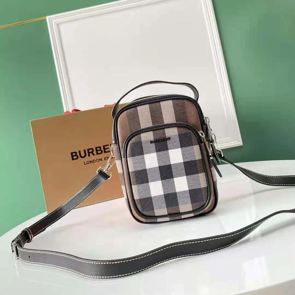 Burberry Check and Leather Crossbody Bag for Men in Brown Burberry Check and Leather Crossbody Bag for Men in Brown