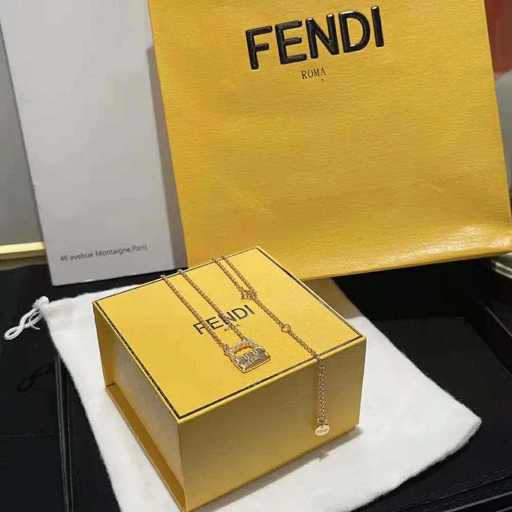 Fendi Baguette Necklace Gold for Women in Colored