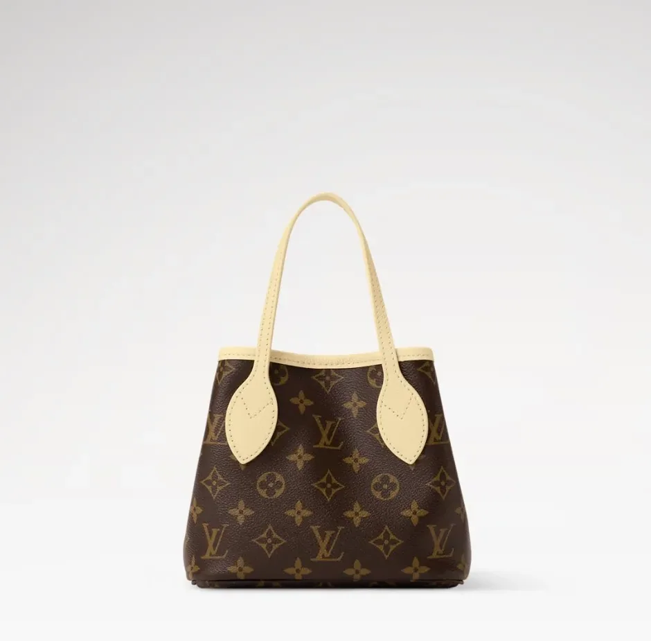 Louis Vuitton Neverfull Bandouliere Inside Out BB Tote Bag in Banane Monogram Gold Hardware
