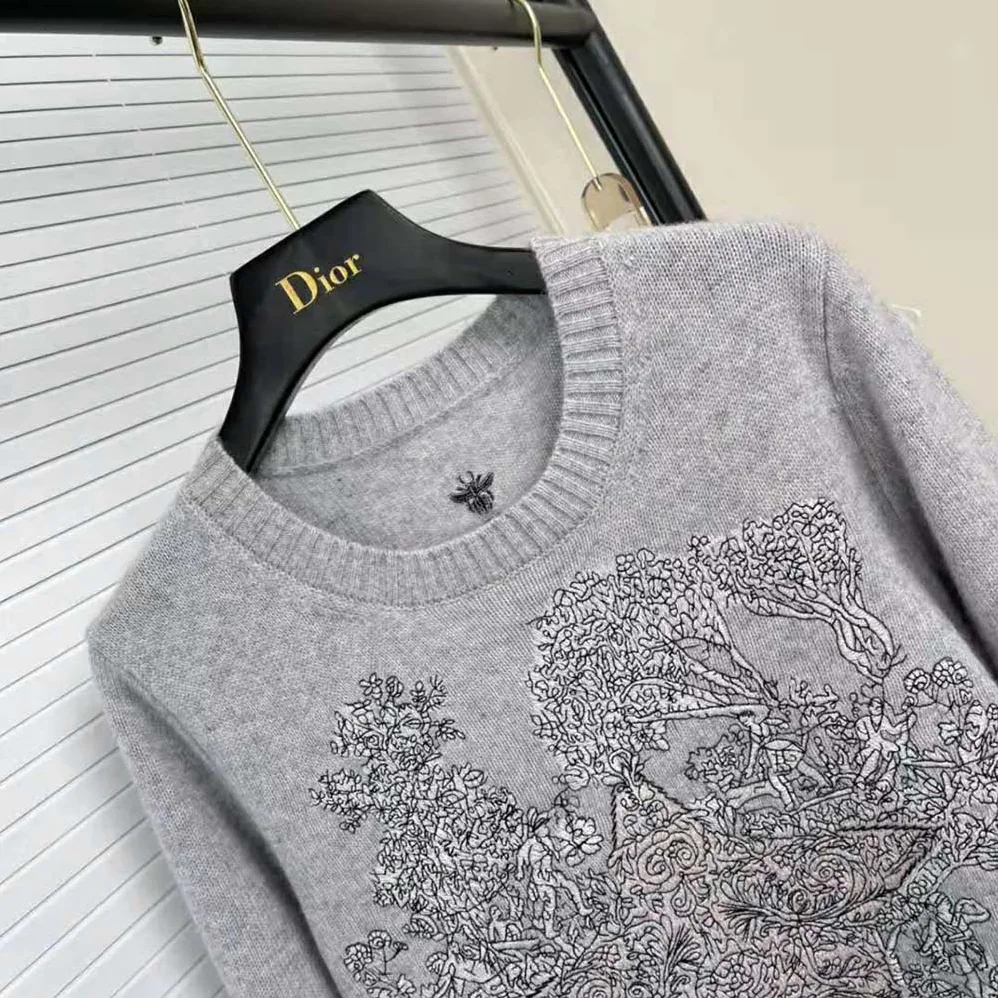 Dior Chez Moi Sweater Gray Cashmere for Women