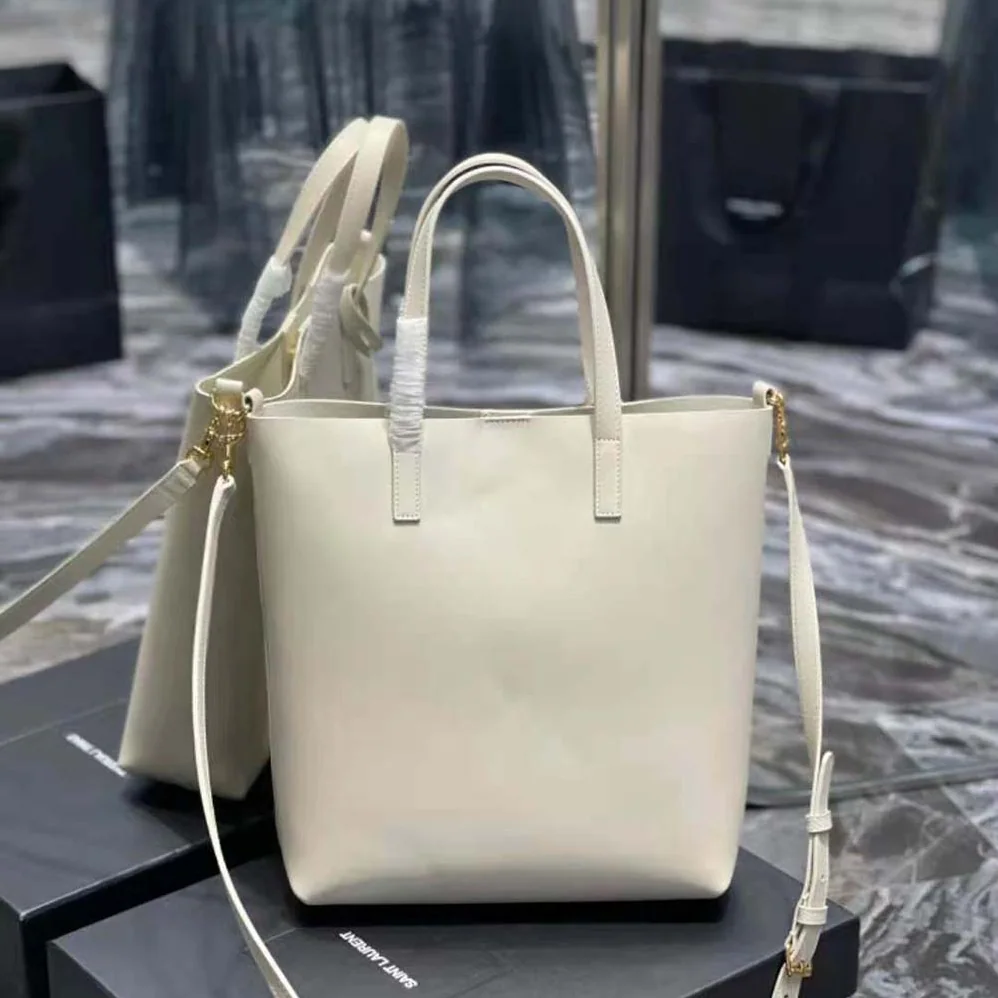 Saint Laurent YSL Shopping Saint Laurent Toy in Supple Leather for Women in White