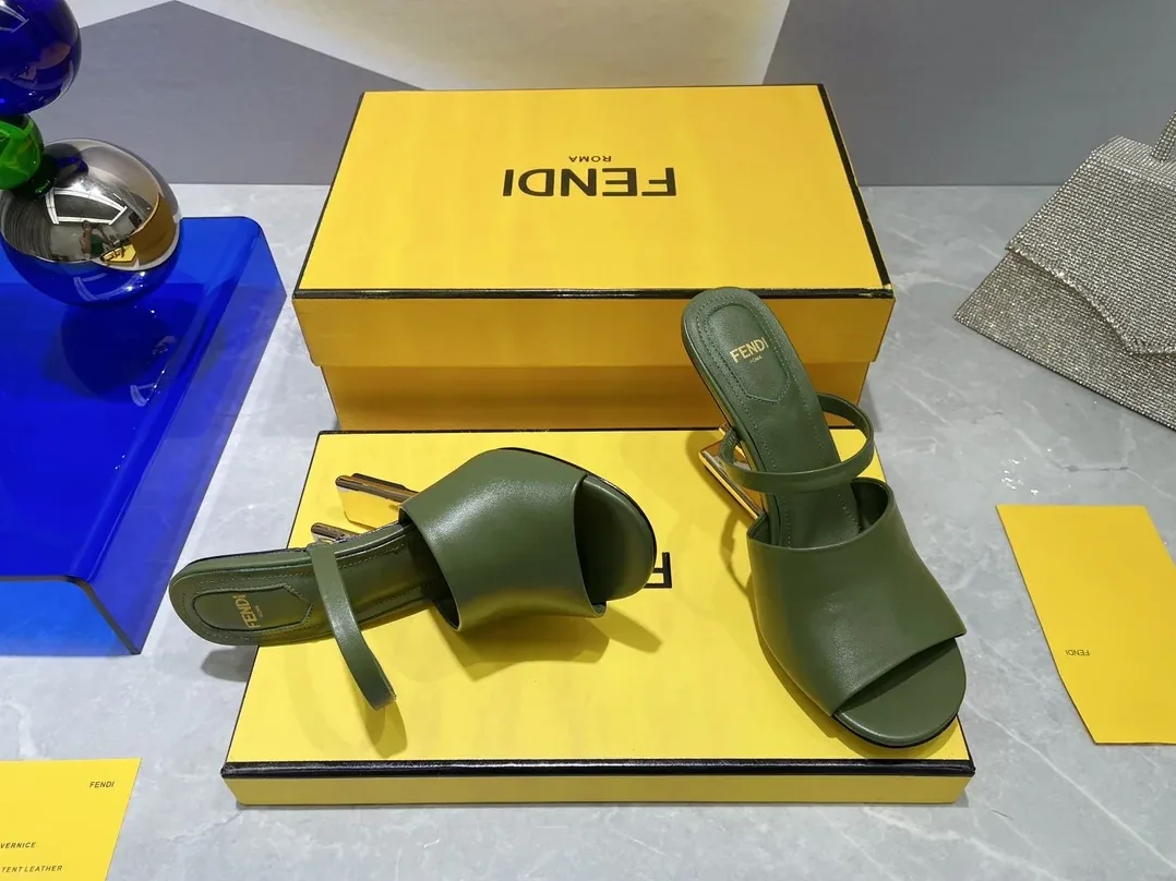 Fendi First Dark Green High in Heeled Sandals