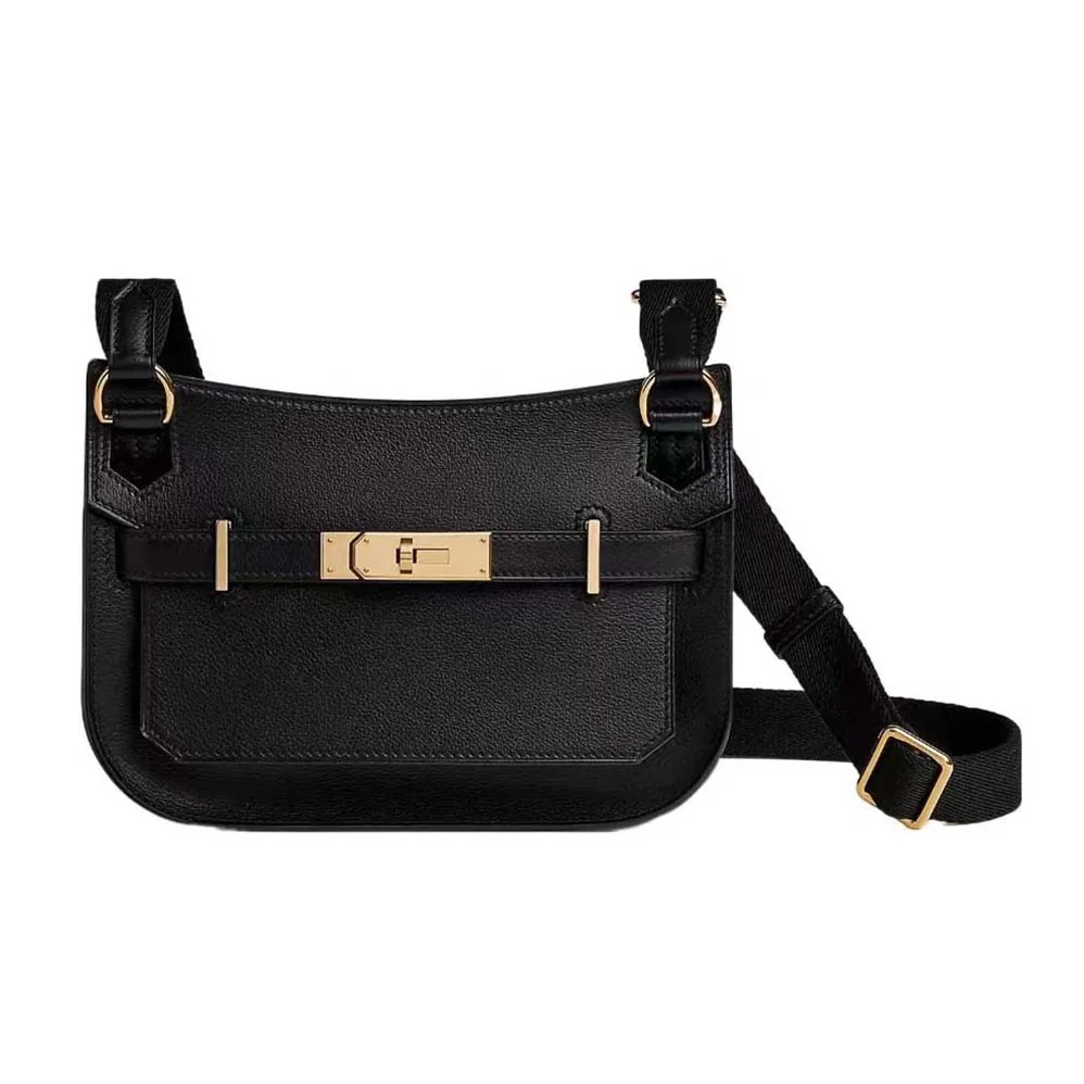 Hermes Jyspiere in Evercolor Leather for Women in Black/Gold