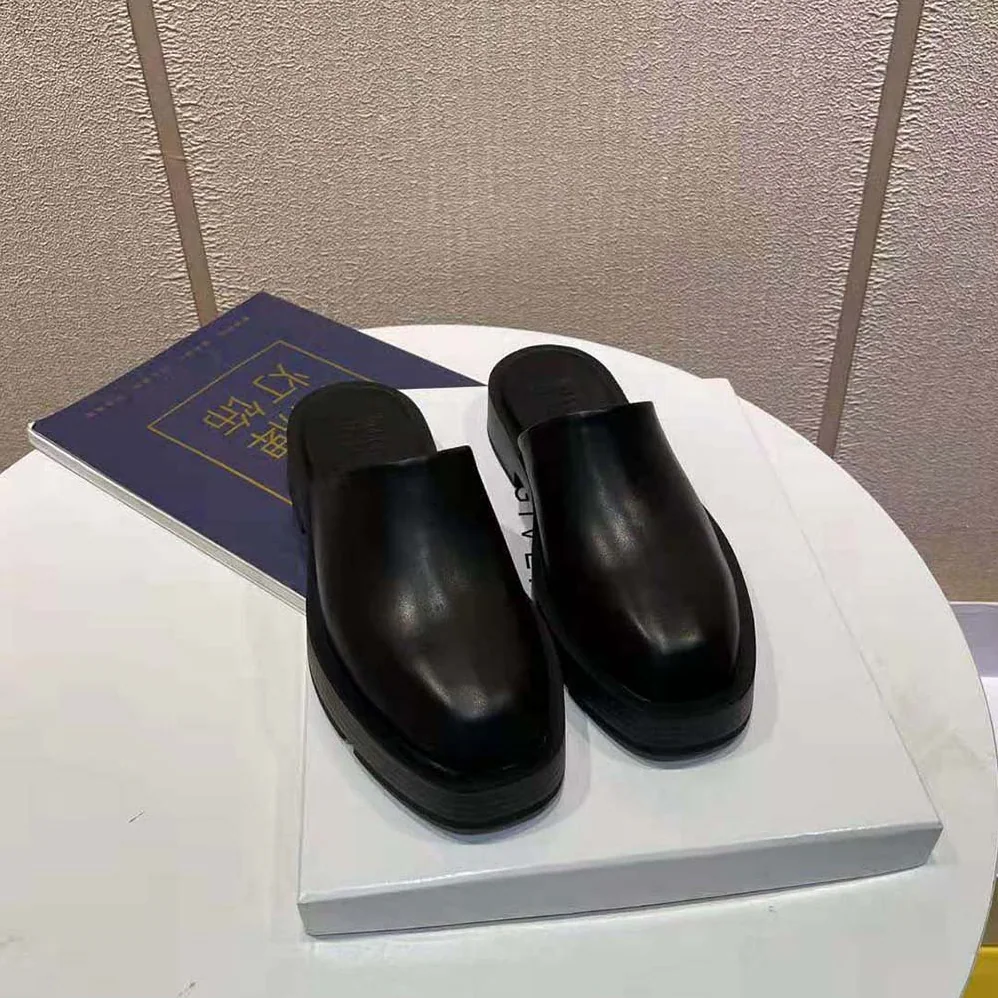 Givenchy Squared Open Loafers in Box Leather for Women in Black