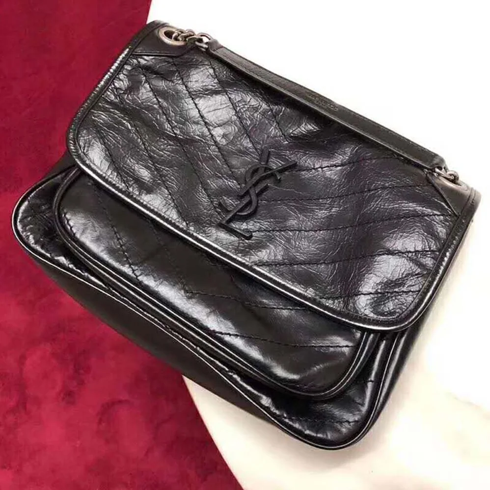 Saint Laurent YSL Niki Large in Vintage Leather for Women in Black