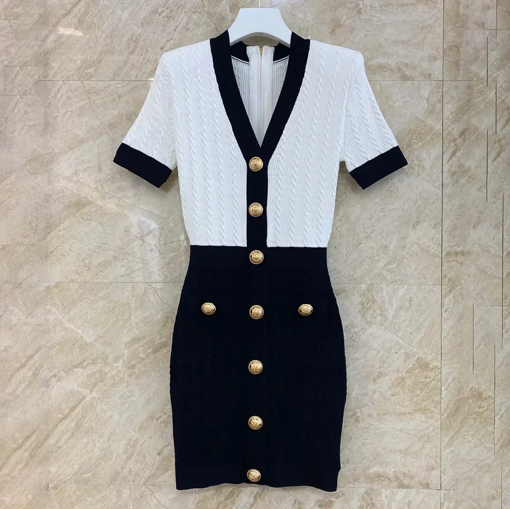 Balmain Two-Tone Cable for Women in Knit Bodycon Dress Balmain Two-Tone Cable for Women in Knit Bodycon Dress