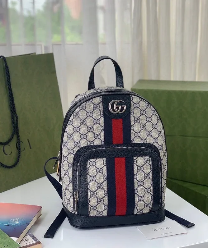 Gucci Ophidia GG Mini Bag Beige And Blue GG Supreme Canvas /